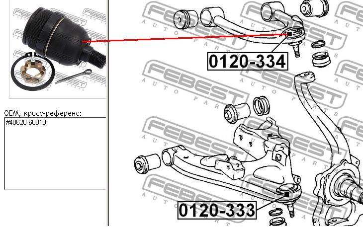 Sworzeń wahacza górny Toyota 4Runner (GRN21, UZN21)