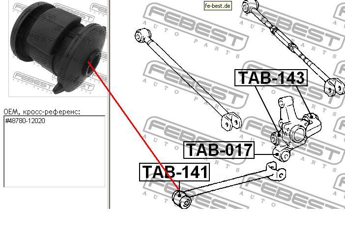 Silentblock tylnego drążka podłużnego Febest TAB141 cena, od 9,35 USD
