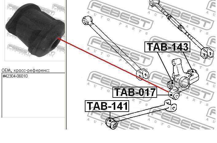 Silentblock czopu tylnego Febest TAB017 cena, od 8,80 USD