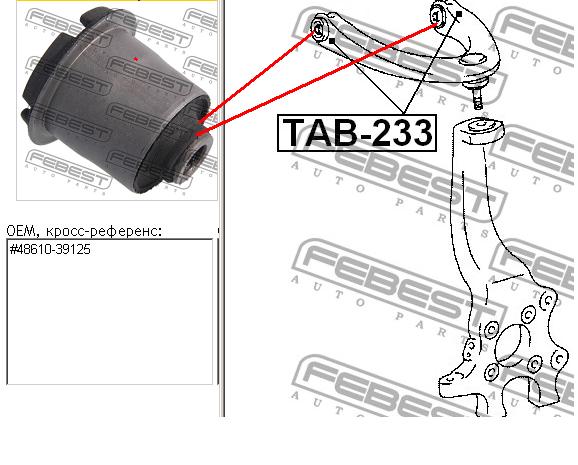Silentblock przedniego wahacza górnego Febest TAB233 cena, od 7,85 USD