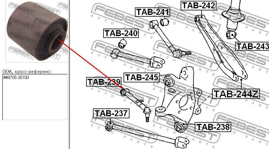 Silentblock drążka poprzecznego (zawieszenia tylnego) Lexus IS (E2)