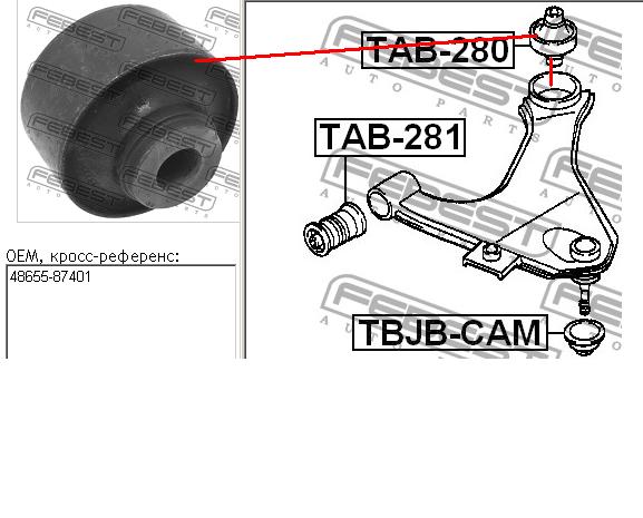 TAB-280 Febest silentblock przedniego wahacza dolnego