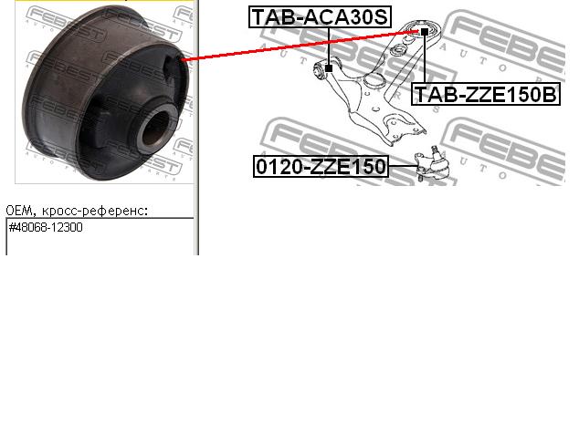 Silentblock przedniego wahacza dolnego Febest TABZZE150B cena, od 15,12 USD