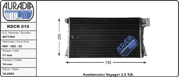 Chłodnica klimatyzacji do Chrysler Voyager I ES 