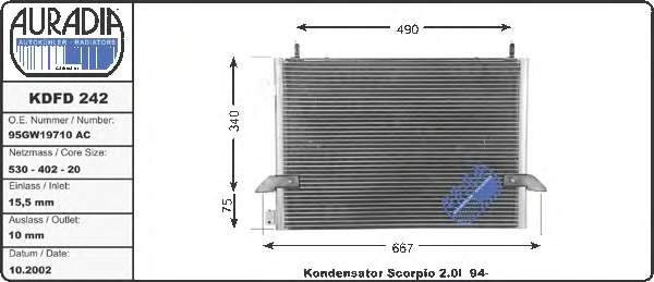 Chłodnica klimatyzacji do Ford Scorpio II GFR, GGR