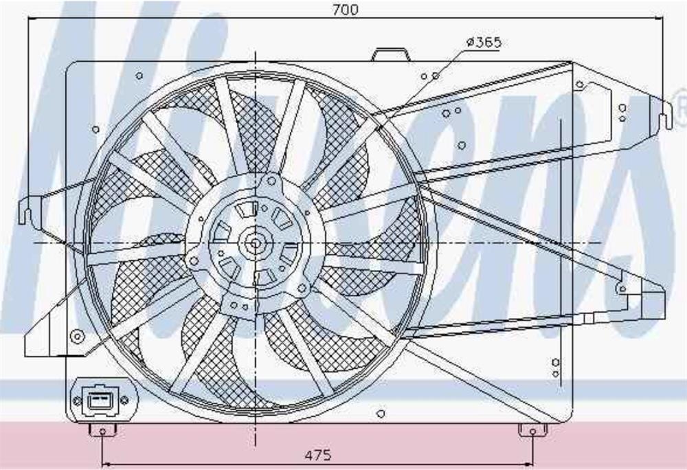 1020758 Ford dyfuzor chłodnicy, w komplecie z silnikiem i wirnikiem