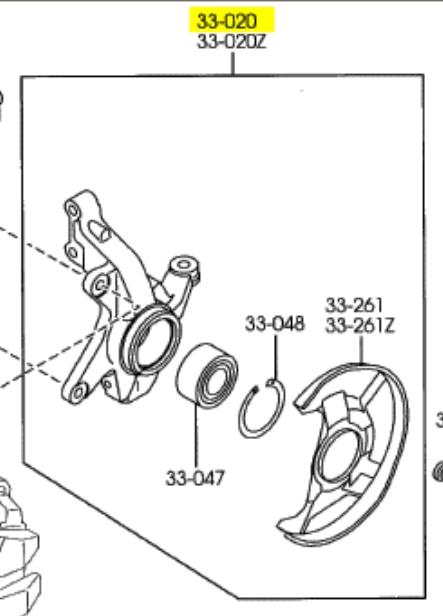 L20633020B Mazda Czop (zwrotnica) przedni prawy