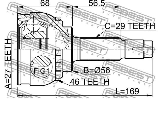 Przegub homokinetyczny przedni zewnętrzny Nissan Maxima QX (A32)