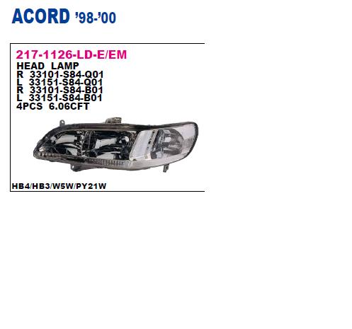Reflektor prawy do Honda Accord CG