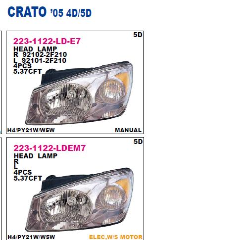 Reflektor prawy do KIA Cerato LD
