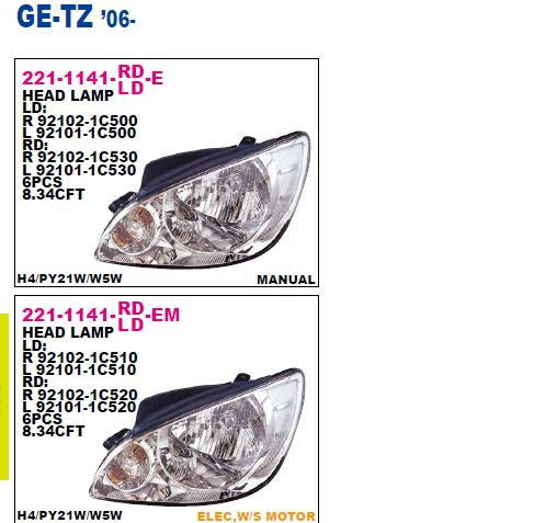 921021C510 Hyundai/Kia Reflektor prawy