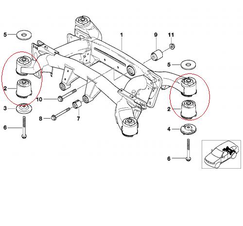 Silentblock tylnej belki do BMW X5 (E53)