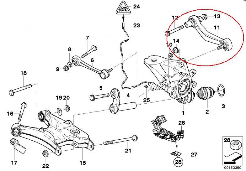 33326770860 BMW Wahacz  zawieszenia tylnego górny prawy