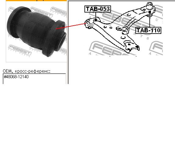 Silentblock przedniego wahacza dolnego Febest TAB053 cena, od 8,32 USD