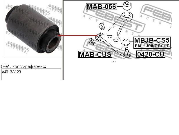 Silentblock przedniego wahacza dolnego Febest MABCUS cena, od 13,22 USD
