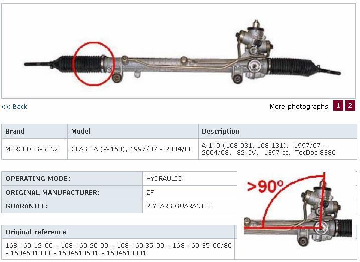 1684602000 Mercedes Listwa kierownicza (maglownica)