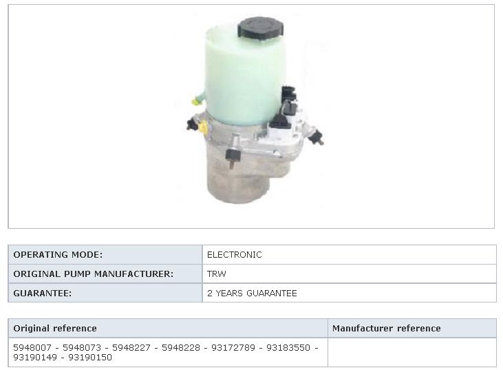 Pompa wspomagania hydraulicznego kierownicy Opel 5948227 cena, od 184,10 USD