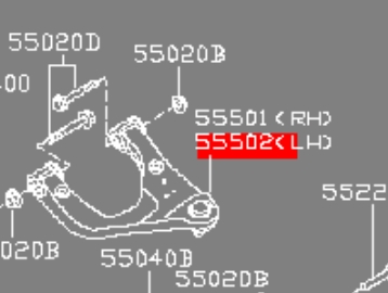 55502EB300 Nissan/Infiniti Wahacz zawieszenia tylnego górny lewy