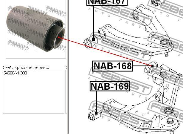 Silentblock przedniego wahacza dolnego Febest NAB168 cena, od 16,13 USD