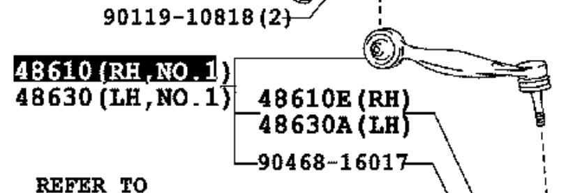 4861059085 Toyota Wahacz zawieszenia przedniego prawy górny