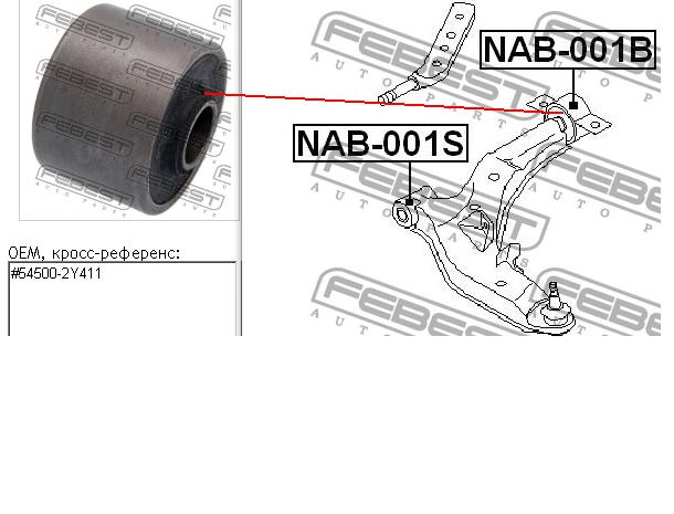 Silentblock przedniego wahacza dolnego Febest NAB001B cena, od 16,33 USD