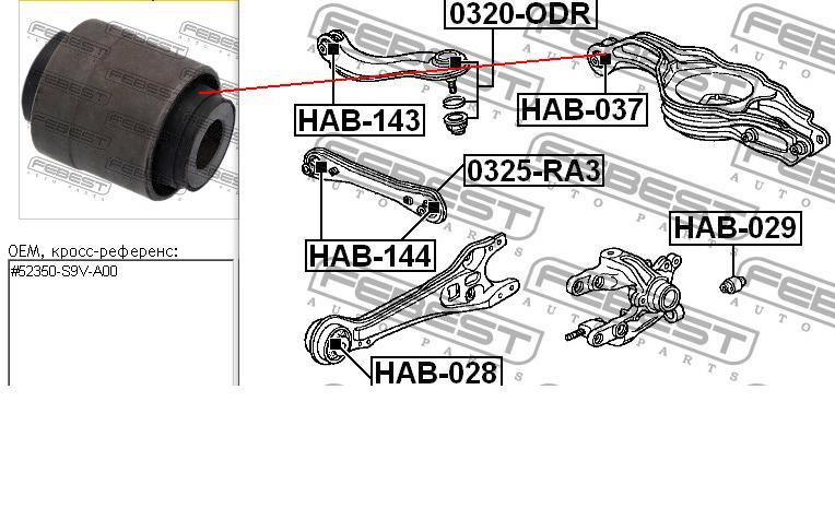 Silentblock tylnego wahacza poprzecznego Febest HAB037 cena, od 8,80 USD