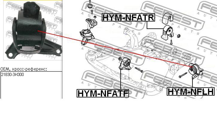 Poduszka (podpora) silnika lewa Hyundai Sonata 5 NF