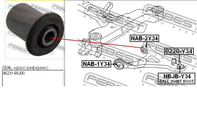 Silentblock przedniego wahacza dolnego Febest NAB2Y34 cena, od 16,51 USD