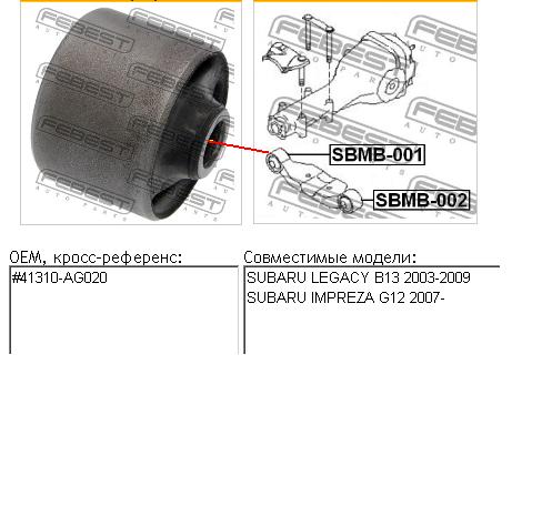 Silentblock trawersu do mocowania tylnego reduktora prawy Febest SBMB001 cena, od 15,76 USD