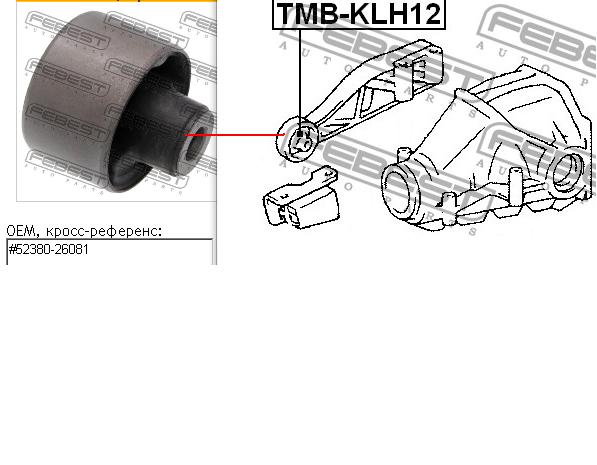 Silentblock trawersu do mocowania tylnego reduktora przedni Febest TMBKLH12 cena, od 15,85 USD