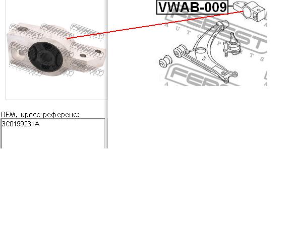 Silentblock przedniego wahacza dolnego Febest VWAB009X cena, od 12,71 USD