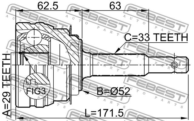 Przegub homokinetyczny przedni zewnętrzny Daewoo Nubira 1 (J10, J15)