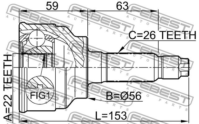 Przegub homokinetyczny przedni zewnętrzny Mazda F02422510 cena, od 20,45 USD