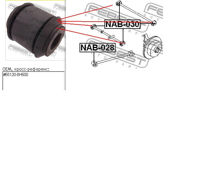 Silentblock drążka poprzecznego (zawieszenia tylnego) Febest NAB030 cena, od 6,26 USD