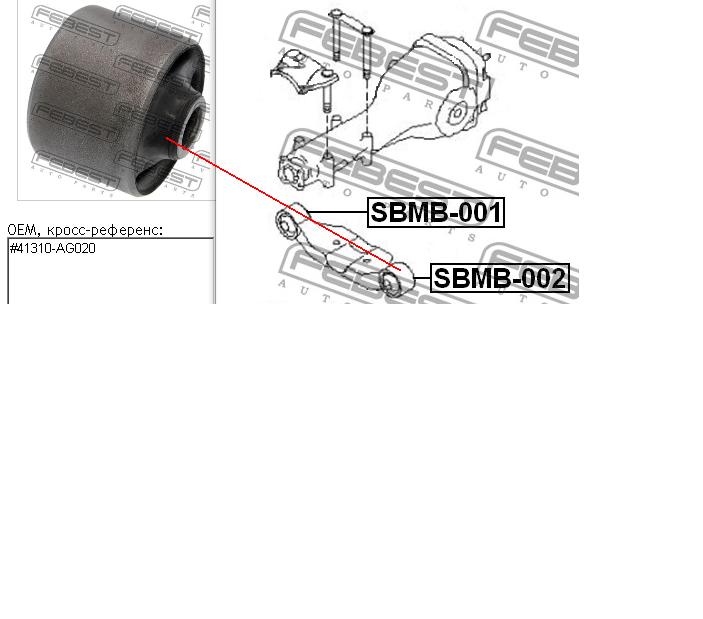 Silentblock trawersu do mocowania tylnego reduktora lewy Febest SBMB002 cena, od 21,41 USD