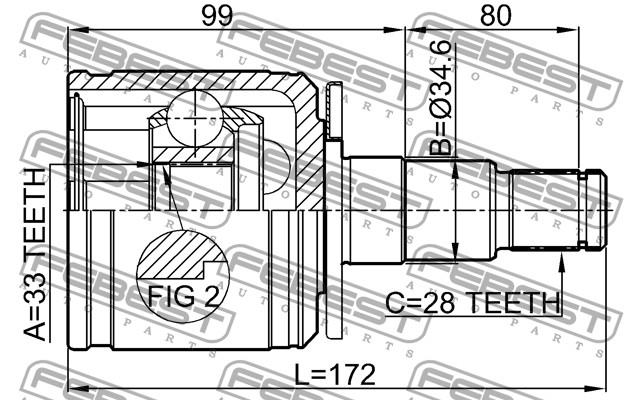 Przegub homokinetyczny wewnętrzny przedni lewy Mitsubishi L 200 (KA, KB)