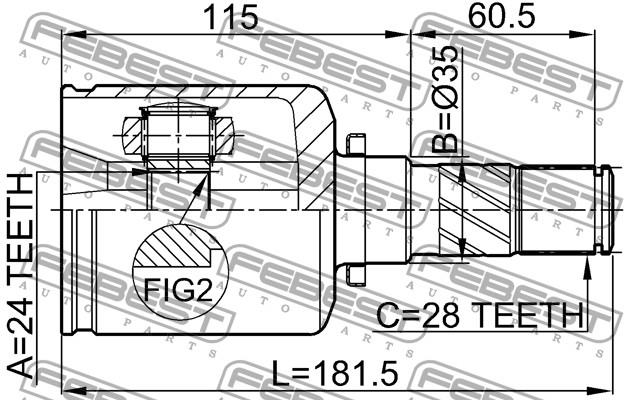 Przegub homokinetyczny wewnętrzny przedni lewy Mazda 5 I