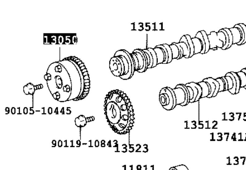 Koło zębate walcowe wału rozrządu silnika, dolotowego (ssącego) Toyota 1305028021 cena, od 115,05 USD