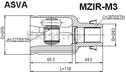 Do koszyka Przegub homokinetyczny wewnętrzny przedni prawy Mazda 3  BK12