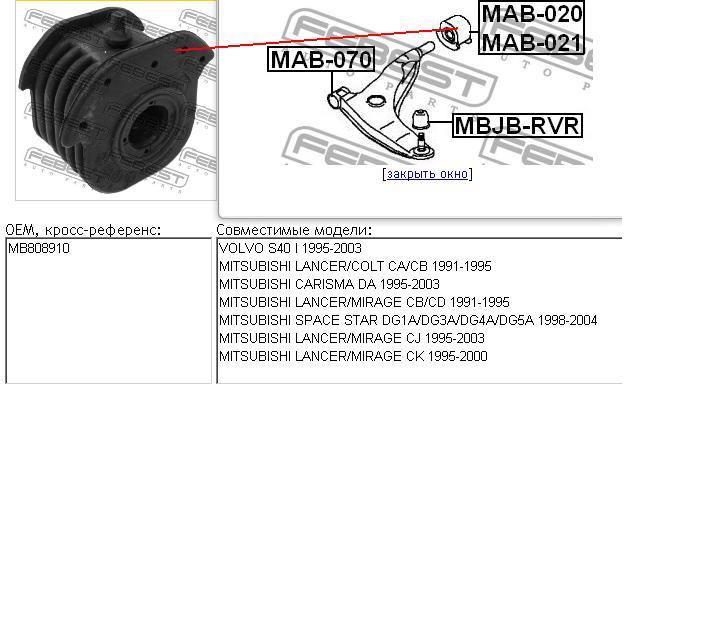 MB808910 Mitsubishi Silentblock przedniego wahacza dolnego