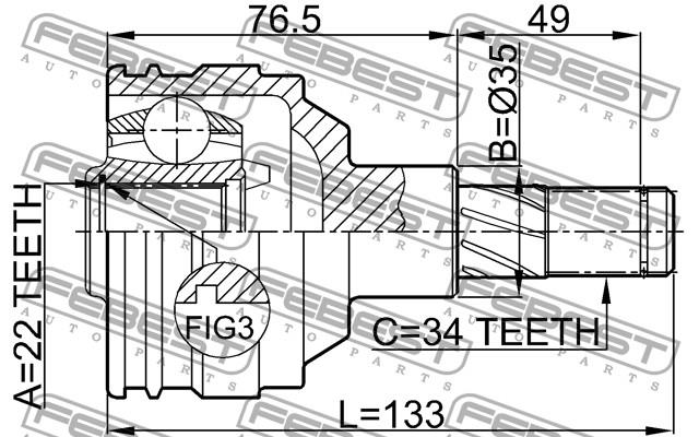 Przegub homokinetyczny przedni wewnętrzny Chevrolet Lacetti (J200)