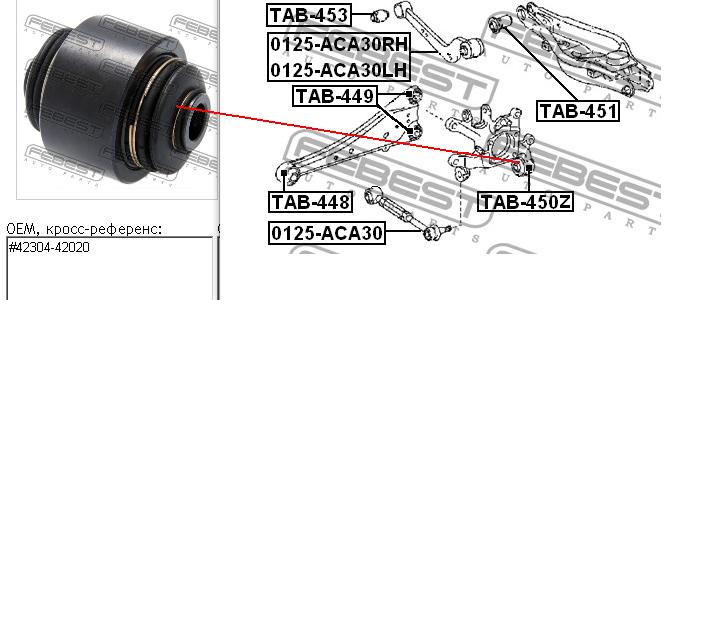 Silentblock czopu tylnego Toyota RAV4 3 (A3)