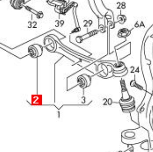 Silentblock przedniego wahacza dolnego Audi A4 B9 (8W2, 8WC)