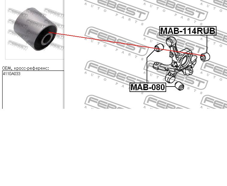 Silentblock czopu tylnego Febest MAB114RUB cena, od 13,18 USD