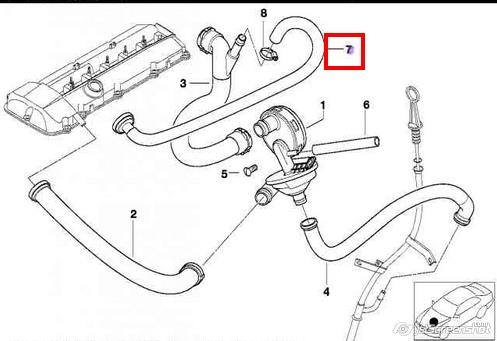 11617500021 BMW króciec wentylacji kadłuba (separatora oleju)