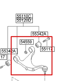 552302P000 Hyundai/Kia Wahacz zawieszenia tylnego górny lewy