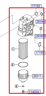 Obudowa filtra oleju Hyundai/Kia 263102F011 cena, od 68,12 USD