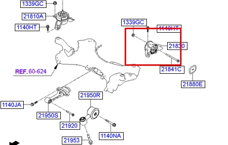 218302W400 Hyundai/Kia Poduszka (podpora) silnika lewa