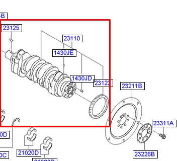 Wał korbowy silnika Hyundai/Kia 231102F110 cena, od 706,21 USD