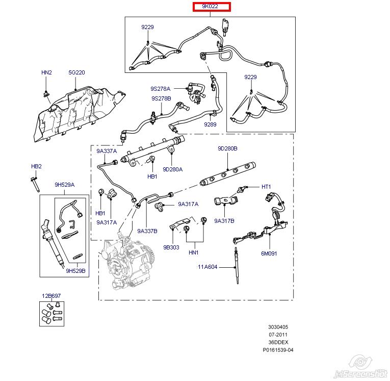 1423955 Land Rover Rurka paliwa, zwrotna od wtryskiwaczy